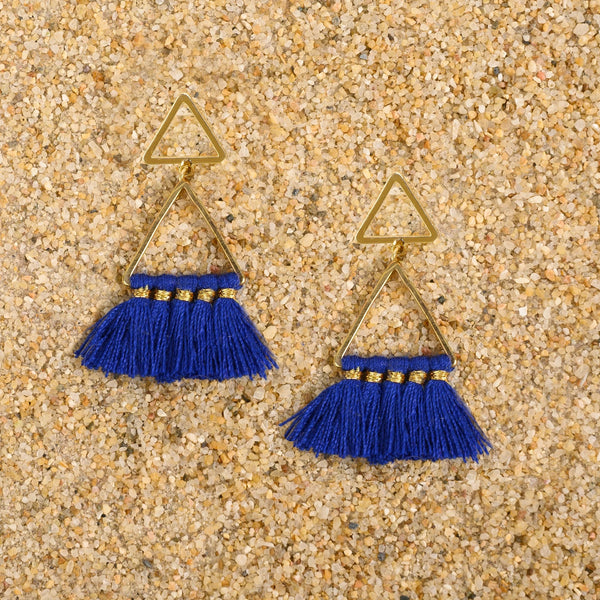 Pennington Double Triangle Gold Tassel Earrings Earrings New Heritage Arts 