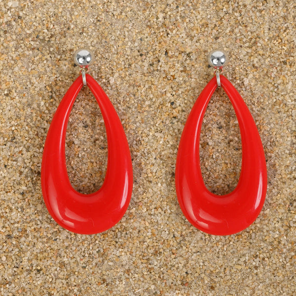 Hamilton Hollow Teardrop Earrings Earrings New Heritage Arts Red 