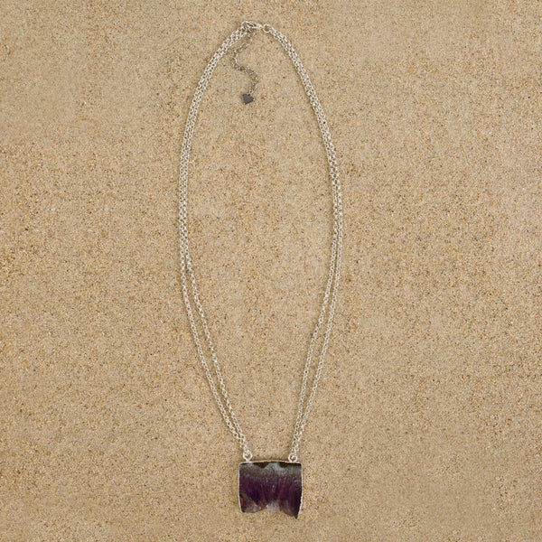 Windsor Amethyst Druzy Slice Geode Necklace Necklaces New Heritage Arts 