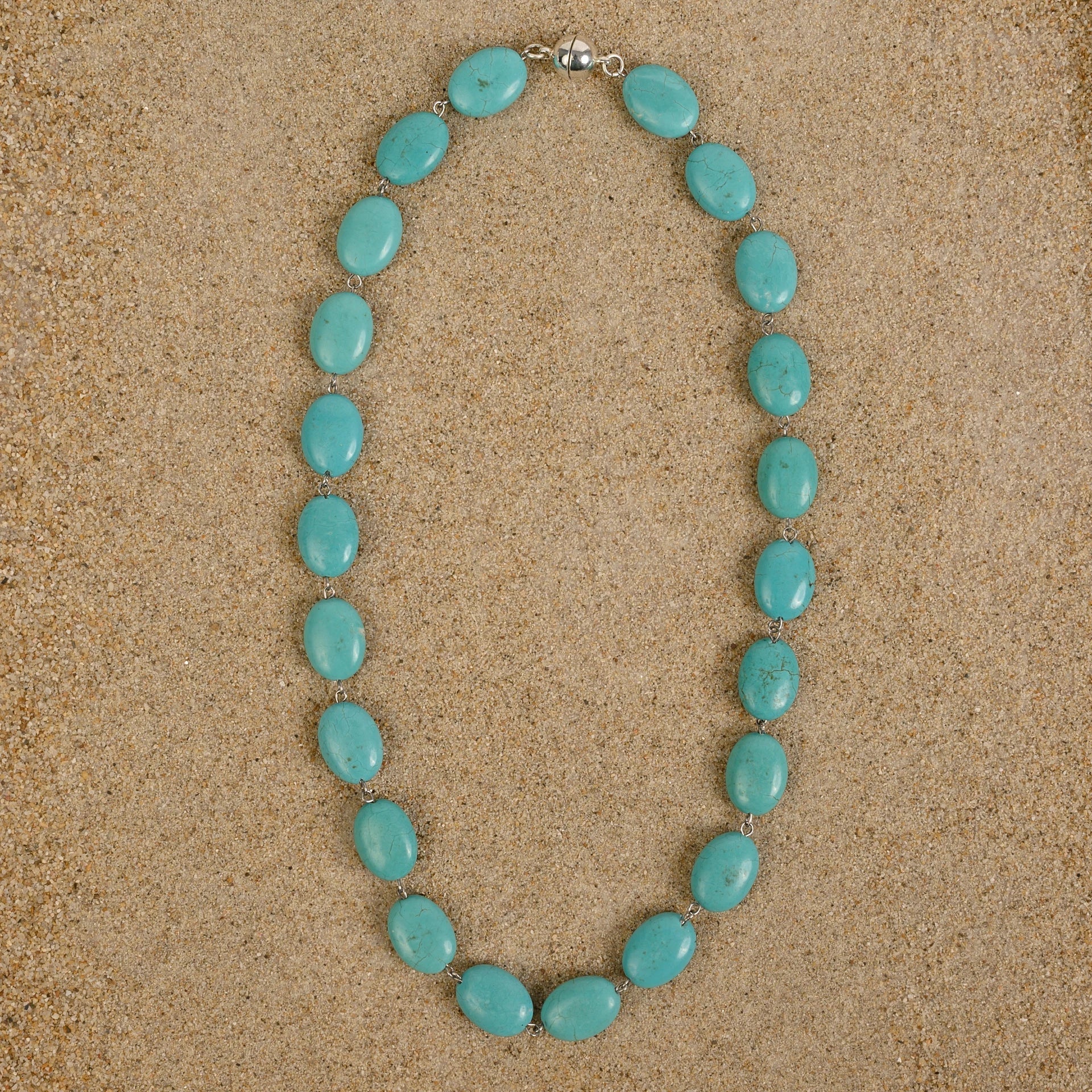 Windsor Turquoise Howlite Oval Chain Necklace Necklaces New Heritage Arts 