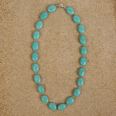 Windsor Turquoise Howlite Oval Chain Necklace Necklaces New Heritage Arts 